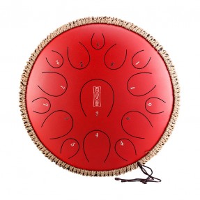 Hluru TY15-14-Red Round - tongue drum 14" 15 ton - 1