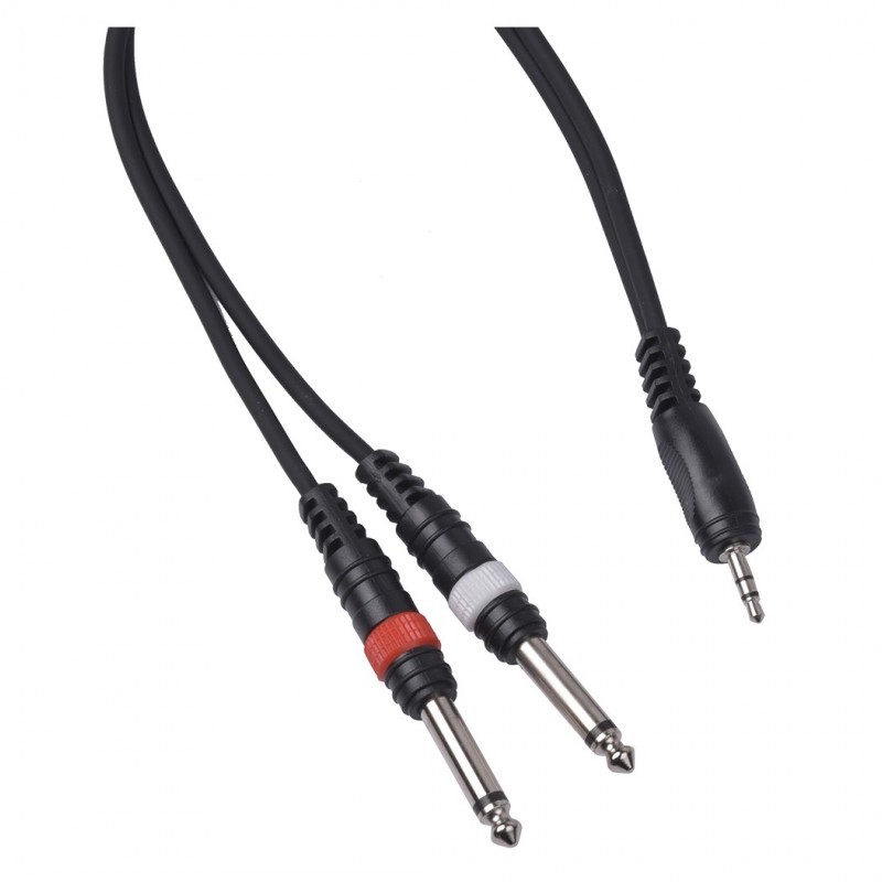 Cable4Me Kabel Jack mini stereo 3,5 mm - 2x Jack mono 6,3 mm 3m - 2