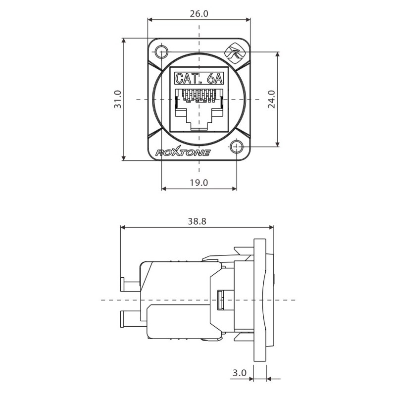 Gniazdo typu RJ45 CAT6 Roxtone RAD-C6A-IDC - 5