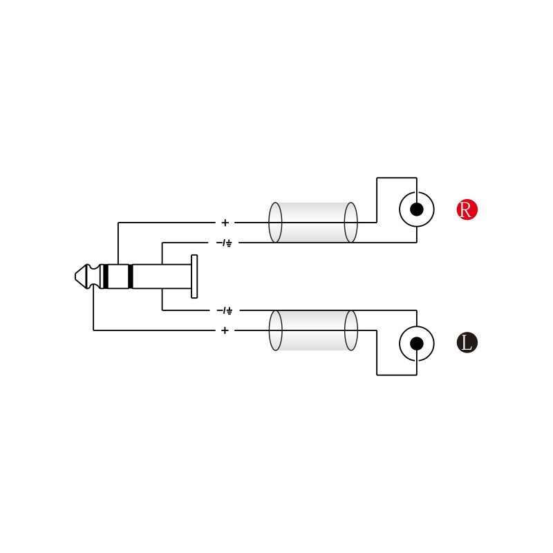 Kabel audio Jack 6.3mm stereo / 2 x RCA 1m Roxtone RAYC110L1 - 3