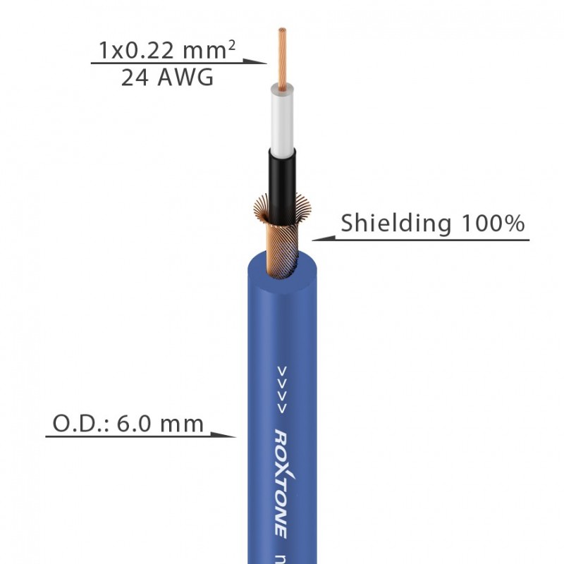 Kabel instrumentalny Roxtone GC010-100m-BL - 2 Kabel instrumentalny Roxtone GC010-100m-BL - 2