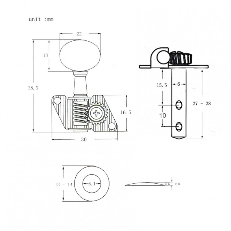 Klucze do gitary akustycznej Kera Audio FTSK-3R3L (3+3) - 10