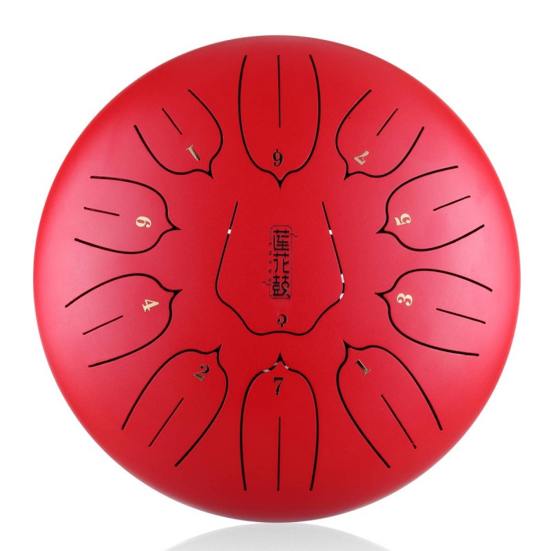 Lotus tongue drum 12" 11 ton Hluru-Huashu THL11-12-Red - 1