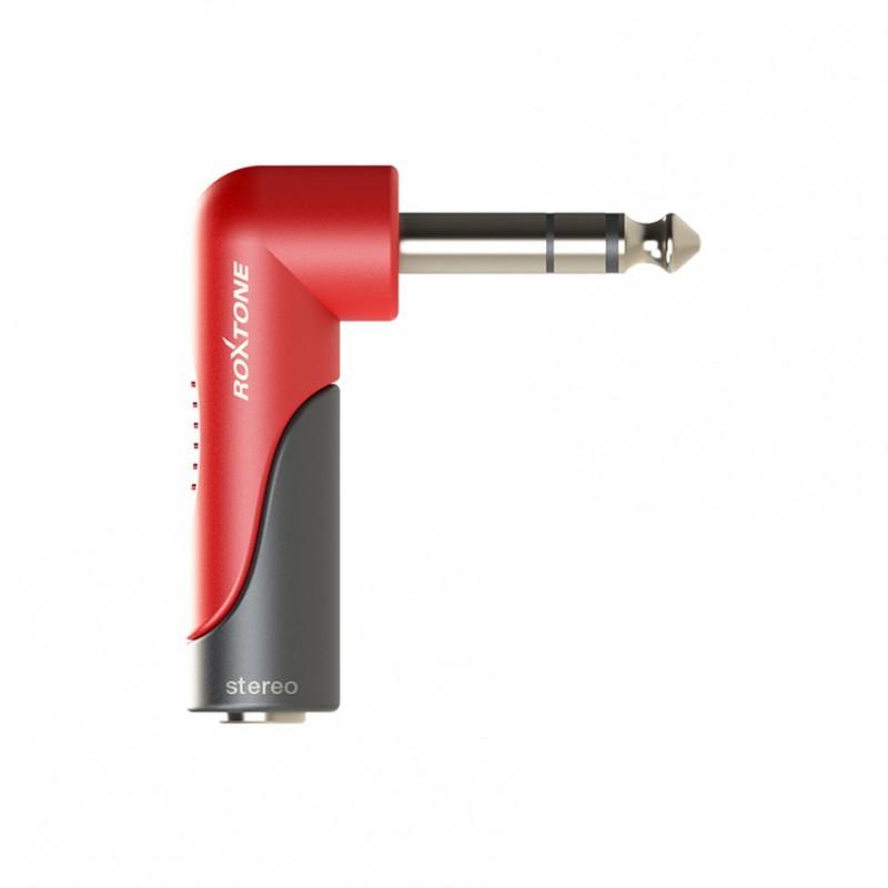 Redukcja przejściówka Wtyk Jack 6.3mm Stereo do Gniazdo Kątowe Jack 6.3mm Stereo Roxtone RPAN280 - 1 Redukcja przejściówka Wtyk Jack 6.3mm Stereo do Gniazdo Kątowe Jack 6.3mm Stereo Roxtone RPAN280 - 1