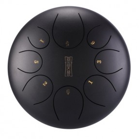 Round tongue drum 12" 8 ton Hluru TY8-12-InkBlack - 1