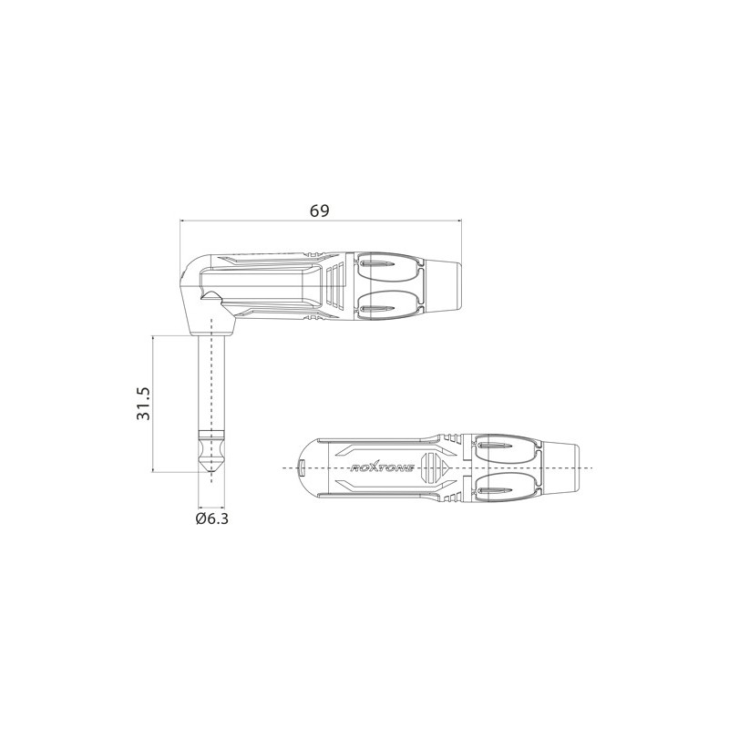 Wtyk typu Jack 6.3mm mono Roxtone RJ2RP-NN - 2