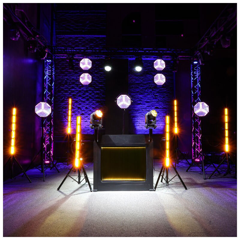 DNA DJ BOOTH extension - stół stanowisko DJ podświetlana tablica LED RGB pilot pokrowiec + dostawki ZESTAW - 8