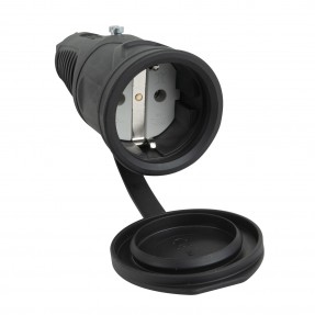 PCE Gumowe złącze, gniazdo Schuko żeńskie na kabel 240V IP44