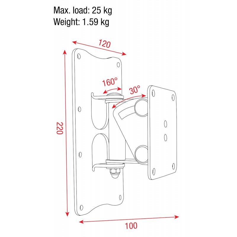 ShowGear Uchwyt ścienny do głośnika 30° x 160°