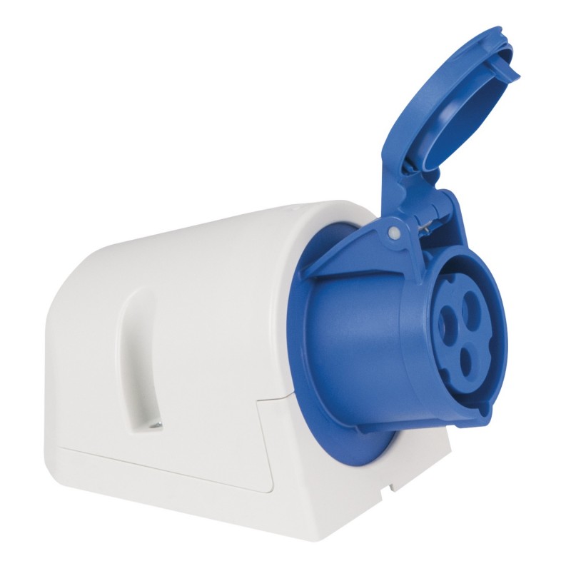 PCE Złącze zasilające ścienne CEE 16 A/240 V 3P żeńskie IP44 - niebieskie PCE Złącze zasilające ścienne CEE 16 A/240 V 3P żeńskie IP44 - niebieskie