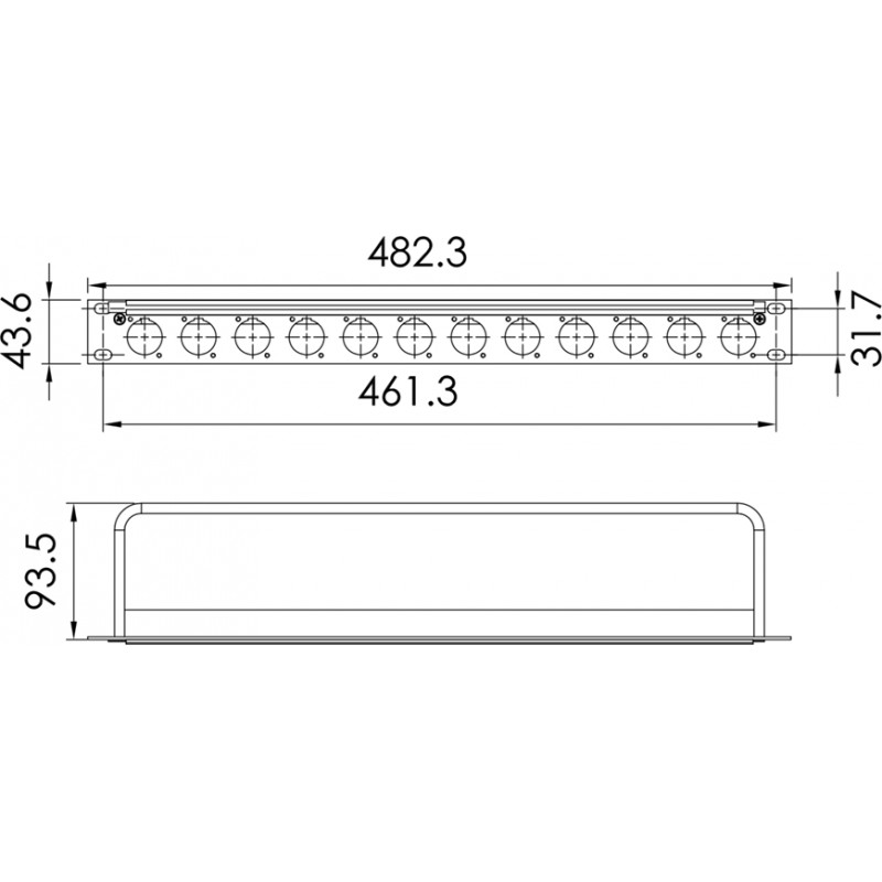 Roxtone RACK1U12 - Patch panel pusty RACK 19" 1U na 12 gniazd typu D