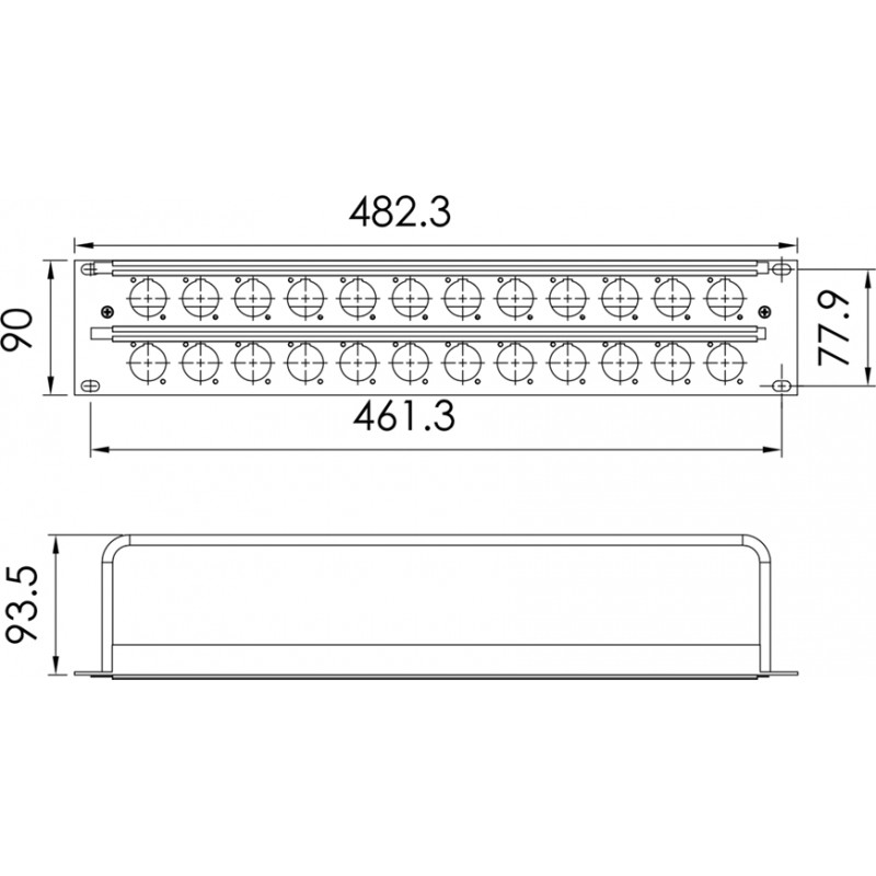 Roxtone RACK2U24 - Patch panel pusty RACK 19" 2U na 24 gniazd typu D