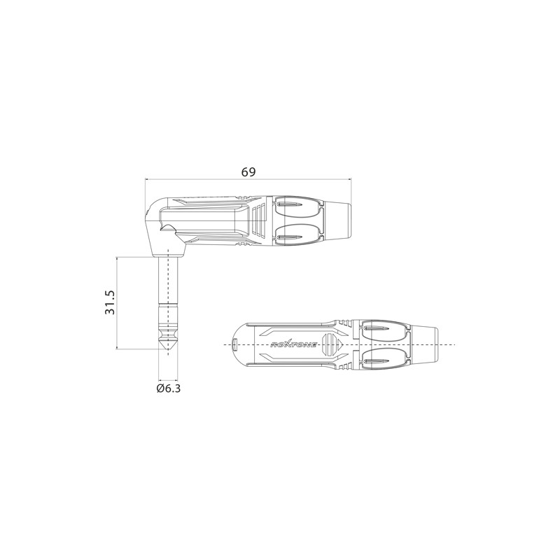 Roxtone RJ3RP-BG - Wtyk typu Jack 6.3mm stereo Roxtone RJ3RP-BG - Wtyk typu Jack 6.3mm stereo