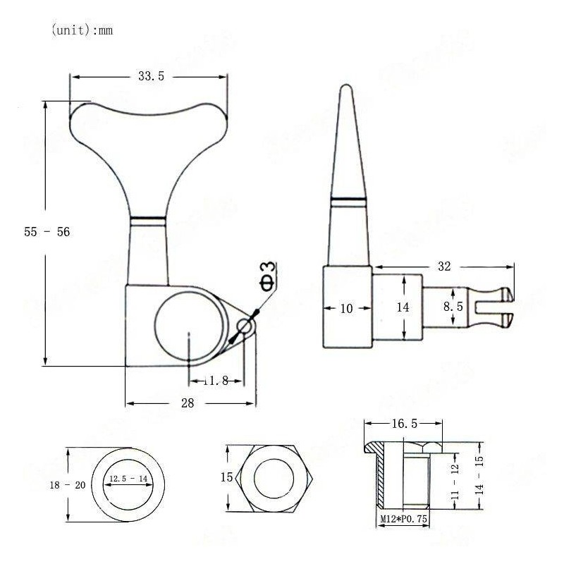 Kera Audio BM-02-2R+2L-B - Klucze do gitary basowej olejowe