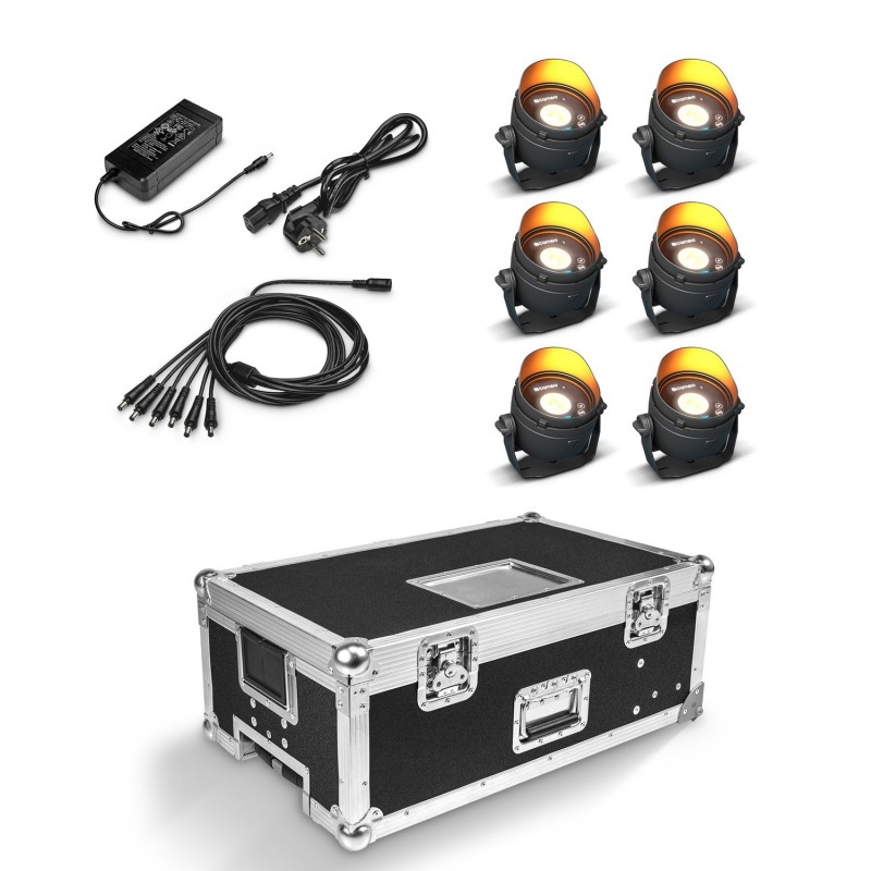 Cameo DROP B1 TOURING SET 2 - Zestaw oświetleniowy 6 x CLDROPB1 w obudowie Flightcase do ładowania z zasilaczem