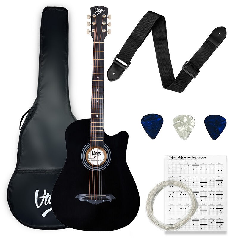 V-TONE AG One Bk Black - gitara akustyczna 4/4 Black do nauki dla początkujących - 1