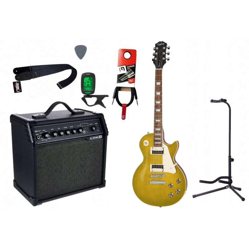Gitara elektryczna + wzmacniacz 20W, kabel, tuner, statyw - zestaw 1539 Gitara elektryczna + wzmacniacz 20W, kabel, tuner, statyw - zestaw 1539