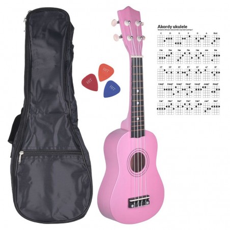 NN UK 01 PINK - Ukulele sopranowe z pokrowcem