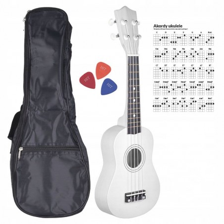NN UK 01 WHITE - Ukulele sopranowe z pokrowcem