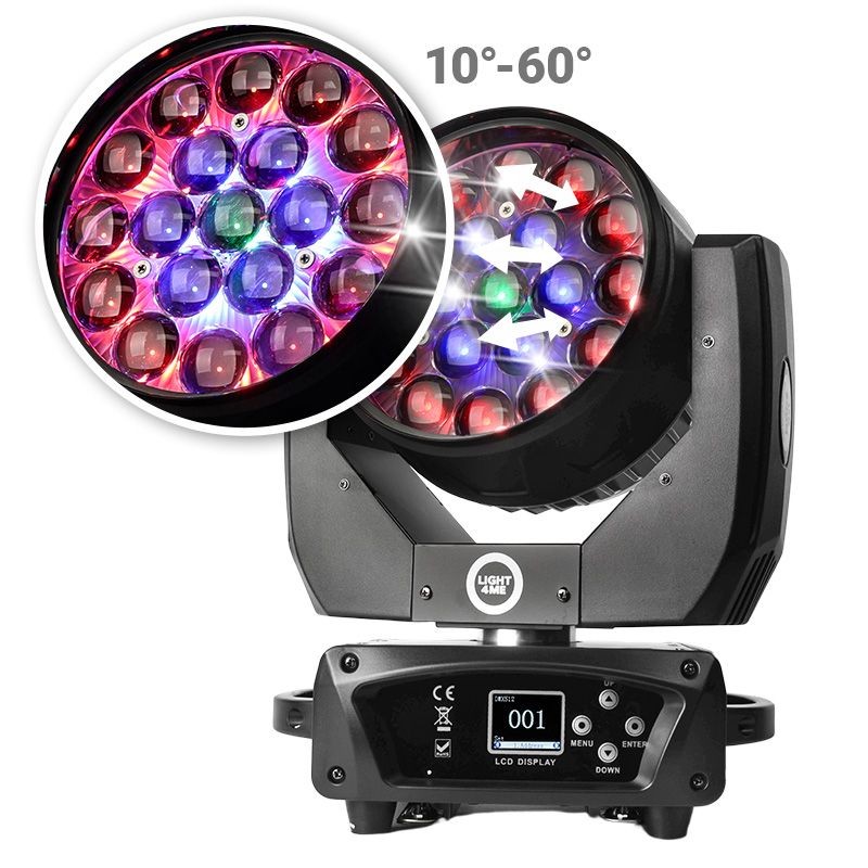 Light4Me ZOOM WASH 19x15W LED RGBW - Głowa ruchoma LED RGBW