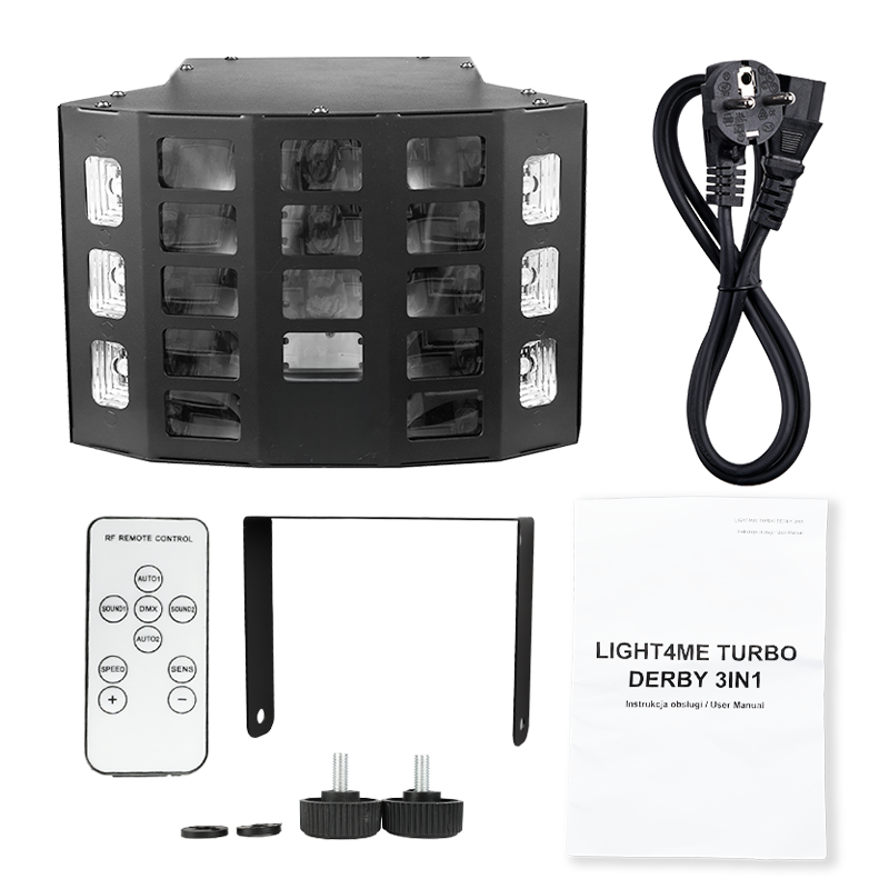 Light4Me TURBO DERBY 3IN1 - Multiefekt świetlny LED RGBW-UV stroboskop