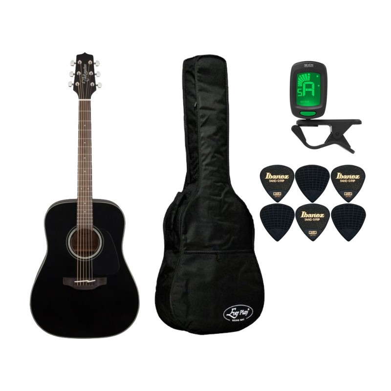 Gitara akustyczna Takamine GD30-BLK + pokrowiec + tuner + kostki - zestaw 1543