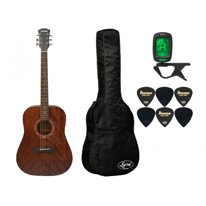 Gitara akustyczna Marris DM + pokrowiec + tuner + kostki - zestaw 1544