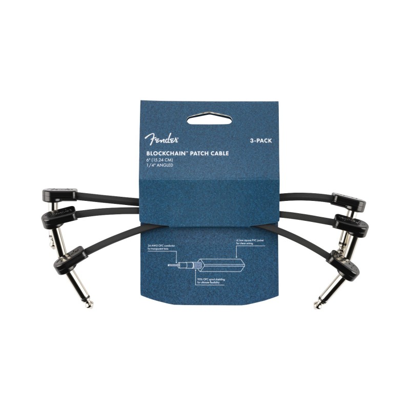 Fender Blockchain Patch Cable Angle/Angle - Kable krosowe 3-pak 15 cm Fender Blockchain Patch Cable Angle/Angle - Kable krosowe 3-pak 15 cm