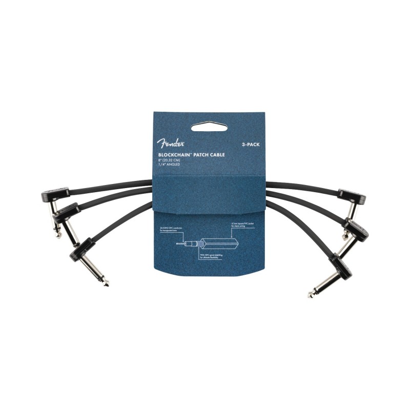 Fender Blockchain Patch Cable Angle/Angle - Kable krosowe 3-pak 20 cm Fender Blockchain Patch Cable Angle/Angle - Kable krosowe 3-pak 20 cm