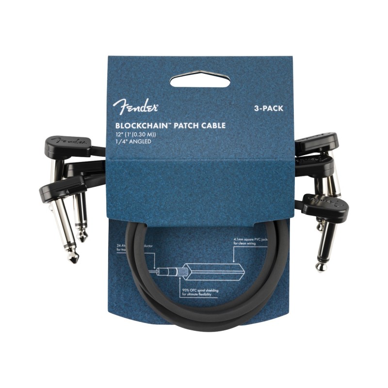 Fender Blockchain Patch Cable Angle/Angle - Kable krosowe 3-pak 30 cm Fender Blockchain Patch Cable Angle/Angle - Kable krosowe 3-pak 30 cm