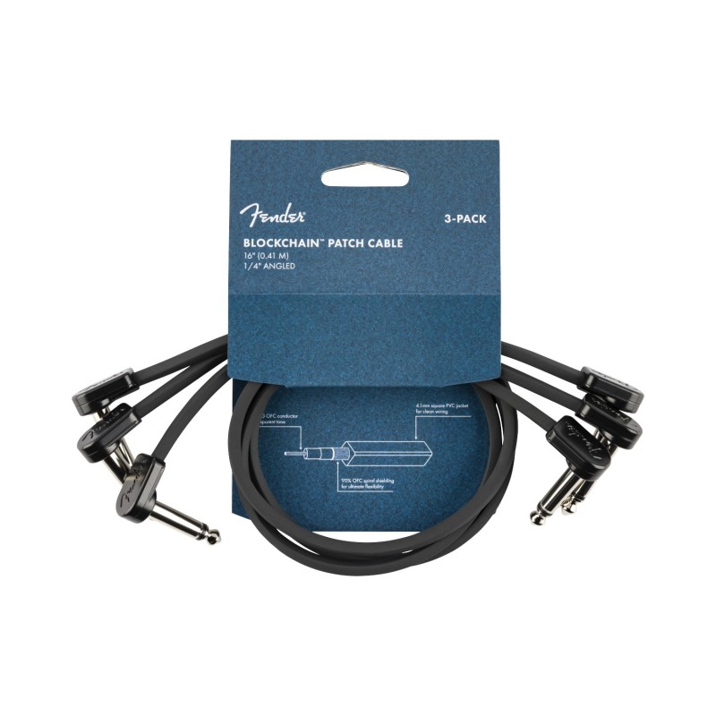 Fender Blockchain Patch Cable Angle/Angle - Kable krosowe 3-pak 40 cm Fender Blockchain Patch Cable Angle/Angle - Kable krosowe 3-pak 40 cm