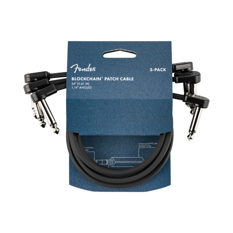 Fender Blockchain Patch Cable Angle/Angle - Kable krosowe 3-pak 60 cm Fender Blockchain Patch Cable Angle/Angle - Kable krosowe 3-pak 60 cm