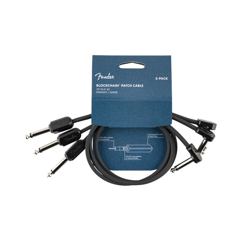 Fender Blockchain Patch Cable Straight/Angled - Kable krosowe 3-pak 40 cm Fender Blockchain Patch Cable Straight/Angled - Kable krosowe 3-pak 40 cm