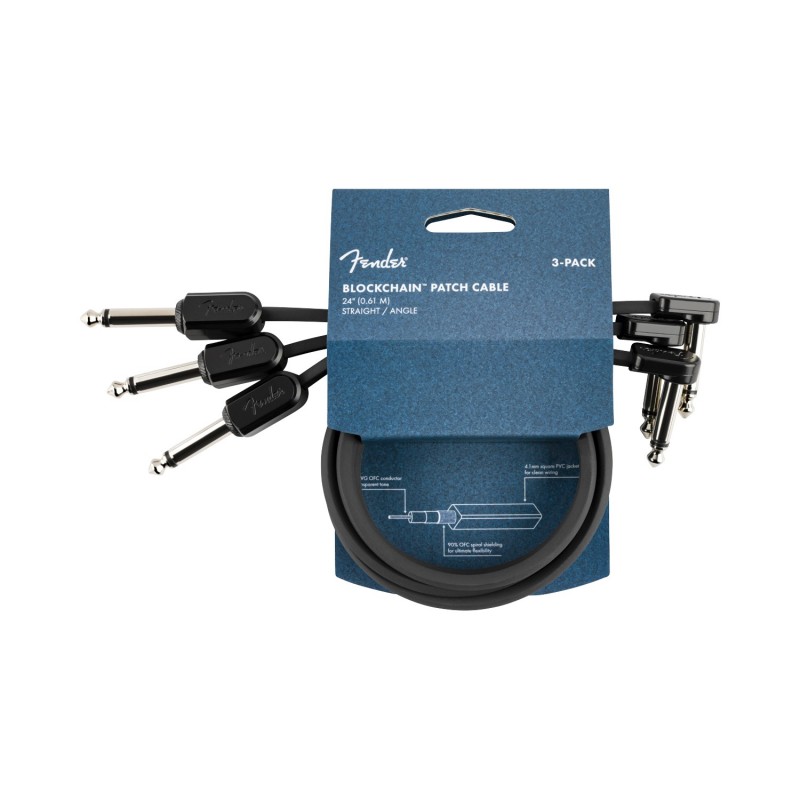 Fender Blockchain Patch Cable Straight/Angled - Kable krosowe 3-pak 60 cm Fender Blockchain Patch Cable Straight/Angled - Kable krosowe 3-pak 60 cm