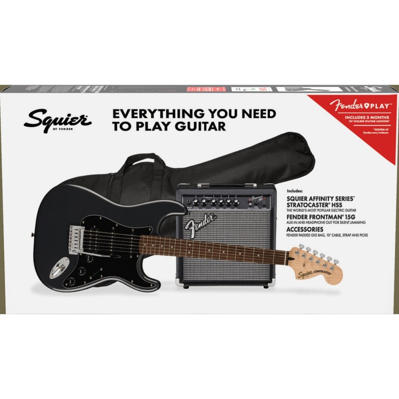 Squier Affinity Stratocaster HSS Pack LF Charcoal Frost Metallic - Zestaw gitarowy