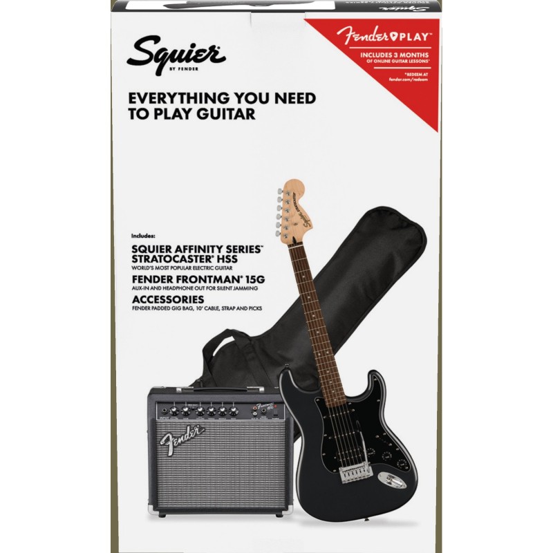 Squier Affinity Stratocaster HSS Pack LF Charcoal Frost Metallic - Zestaw gitarowy