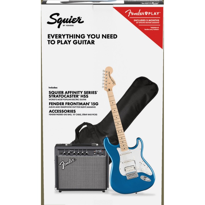 Squier Affinity Stratocaster HSS Pack MF Lake Placid Blue - Zestaw gitarowy