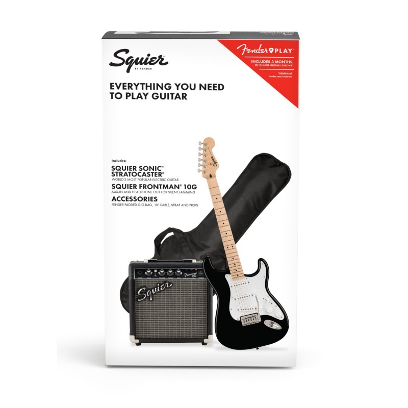 Squier Squier Sonic Stratocaster Pack MF Black - Zestaw gitarowy