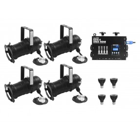 Eurolite 4x PAR-20 Spot BK + EDX-4 DMX RDM LED - Zestaw oświetleniowy