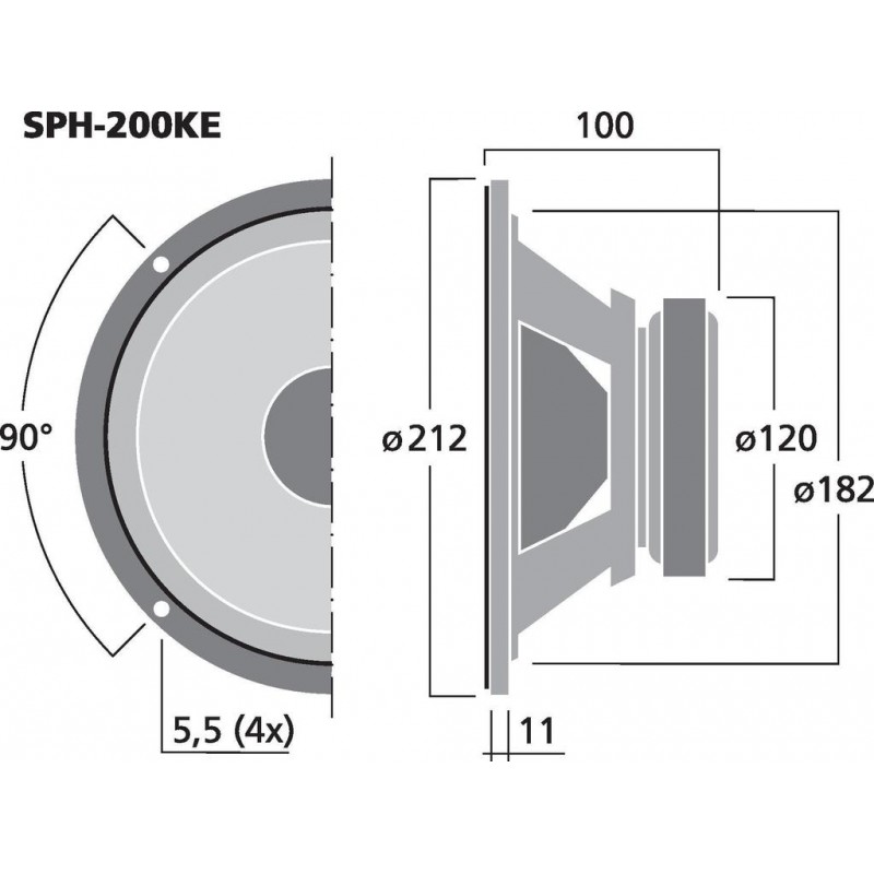 Monacor SPH-200KE Głośnik nisko-średniotonowy, 80W RMS Monacor SPH-200KE Głośnik nisko-średniotonowy, 80W RMS