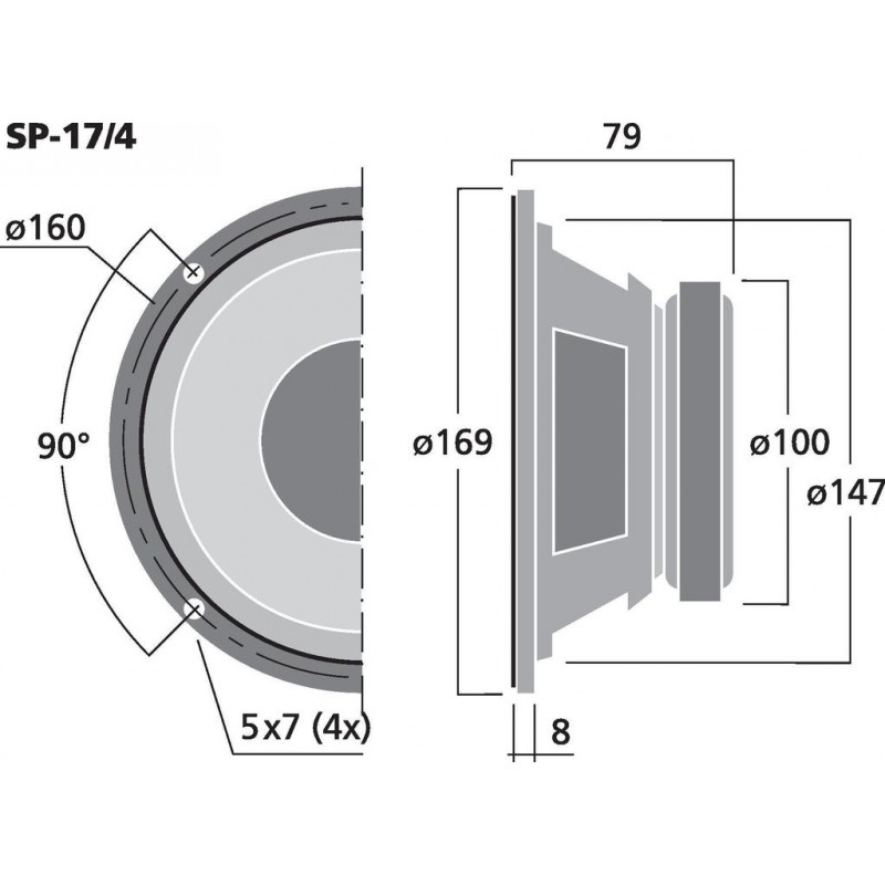 Monacor SP-17/4 Głośnik uniwersalny, 30W RMS Monacor SP-17/4 Głośnik uniwersalny, 30W RMS