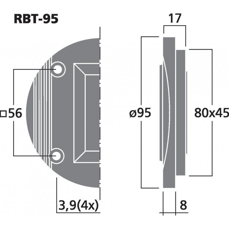 Monacor RBT-95 Wstęgowy głośnik wysokotonowy, 30W RMS Monacor RBT-95 Wstęgowy głośnik wysokotonowy, 30W RMS