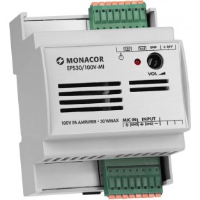 Monacor EPS30/100V-MI Wzmacniacz 2 x 15W na szynę