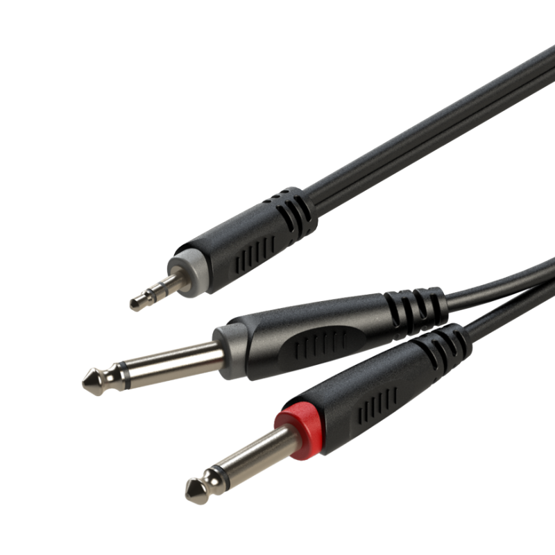 Roxtone SAYC130L2 Kabel audio Jack 3.5 stereo 2xJack 6.3 mono 2m - 1 - Kable Jack - Jack - Kabel audio Jack 3.5 stereo 2xJack 6.