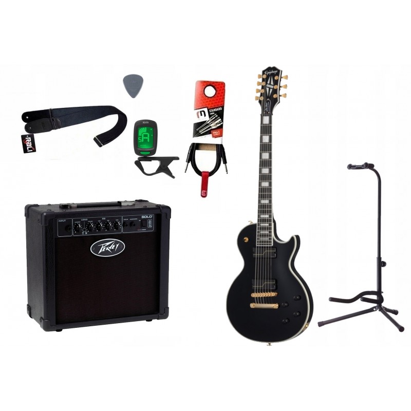 Gitara elektryczna Epiphone Matt Heafy Origins Les Paul Custom + wzmacniacz 12W + tuner + statyw w zestawie Gitara elektryczna Epiphone Matt Heafy Origins Les Paul Custom + wzmacniacz 12W + tuner + statyw w zestawie