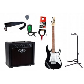 Gitara elektryczna Ibanez GRX40 BKN + wzmacniacz 12W + tuner + statyw w zestawie