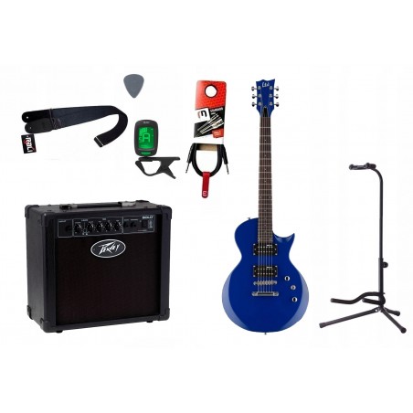 Gitara elektryczna LTD EC-10 KIT Blue + wzmacniacz 12W + tuner + statyw w zestawie