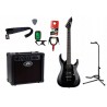 Gitara elektryczna LTD MH-10 KIT BLK + wzmacniacz 12W + tuner + statyw w zestawie