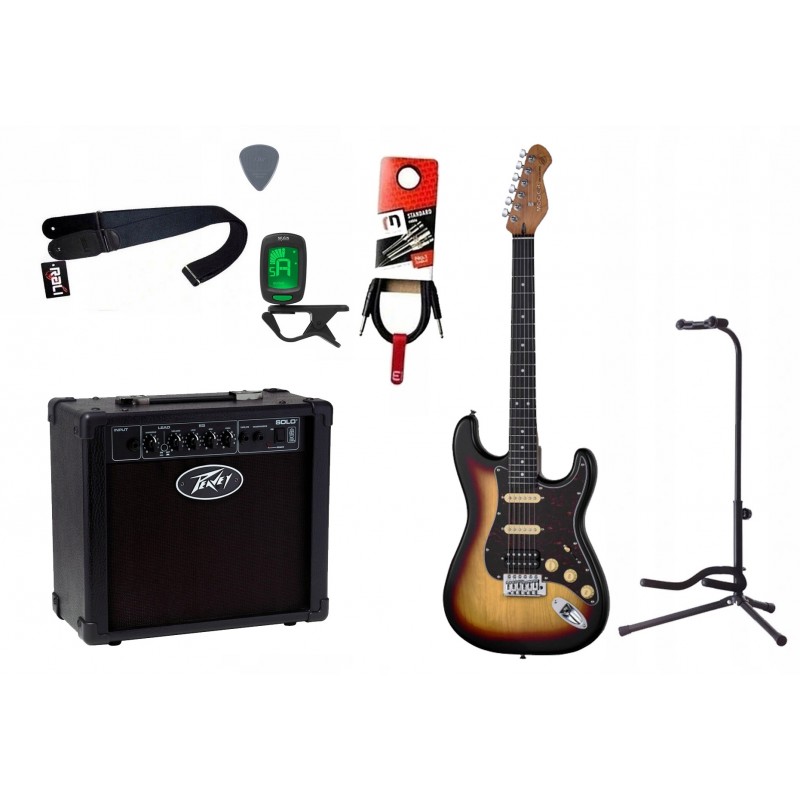 Gitara elektryczna Mooer MSC10 Pro Guitar + wzmacniacz 12W + tuner + statyw w zestawie