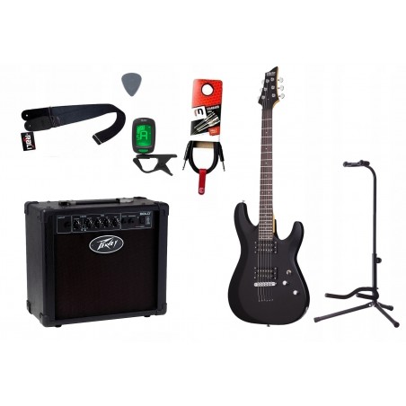 Gitara elektryczna Schecter C-6 Deluxe + wzmacniacz 12W + tuner + statyw w zestawie